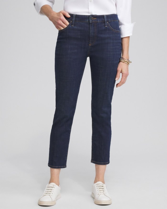 Chicos Girlfriend Cropped Jeans - Rainier Indigo