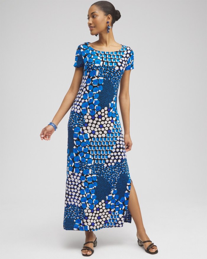 Chicos Travelers Classic Dots Maxi Dress - Intense Azure