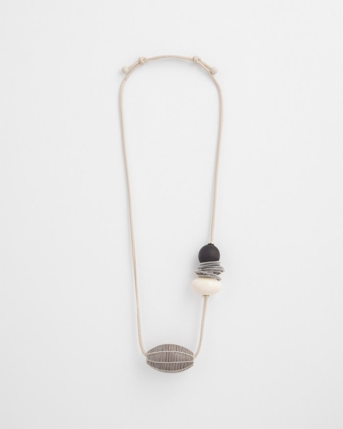 Chicos Adjustable Pendant Necklace - Black And Neutral