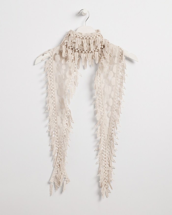 Chicos Lace Fringe Scarf - Smokey Taupe