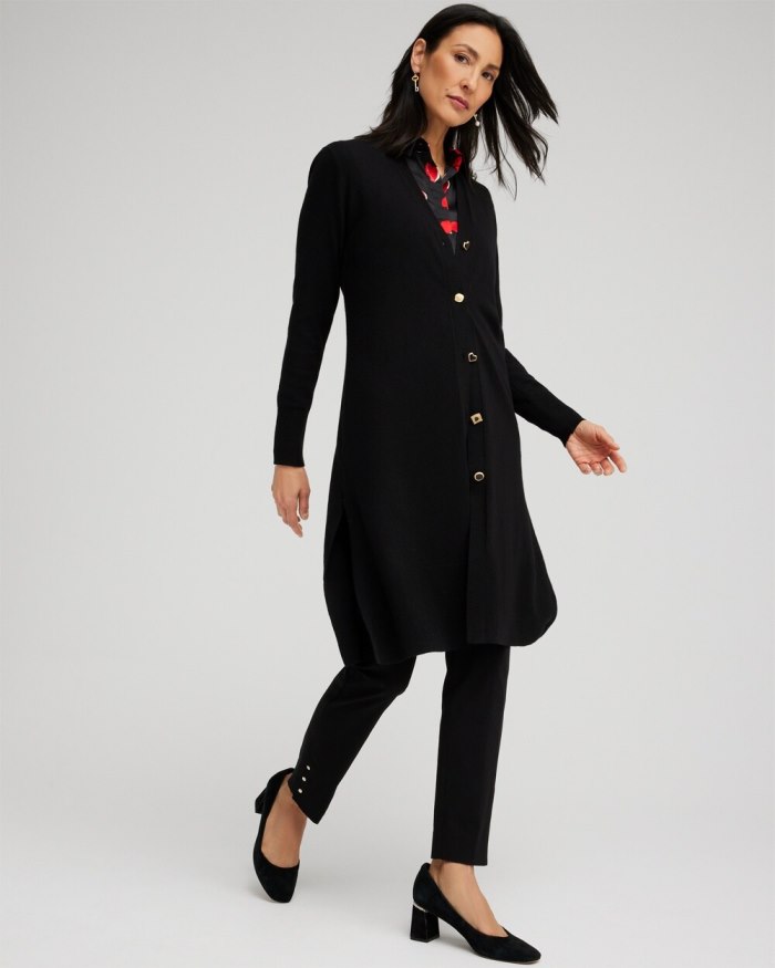 Chicos Cashmere Blend Duster Cardigan - Black