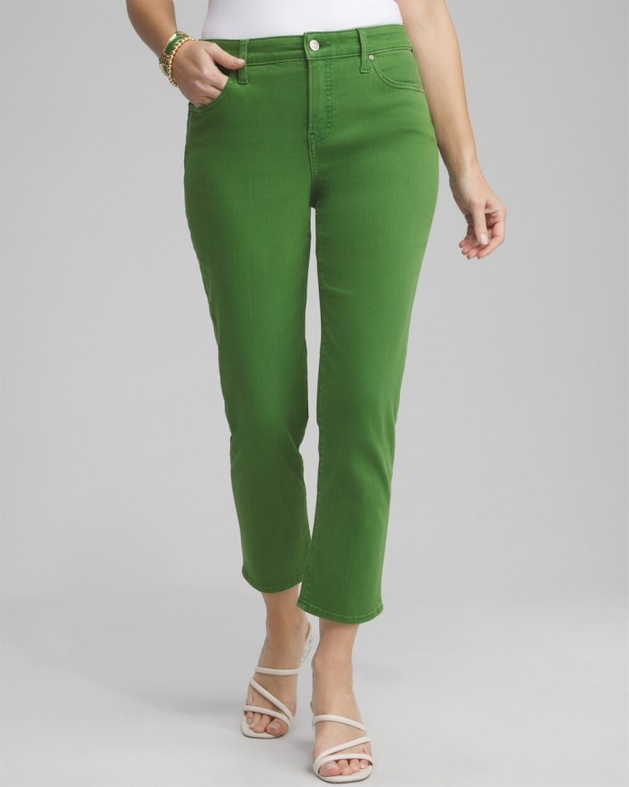 Chicos Girlfriend Cropped Jeans - Verdant Green