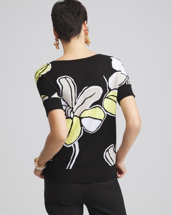Chicos Floral Dolman Pullover Sweater - Soft Buttercup