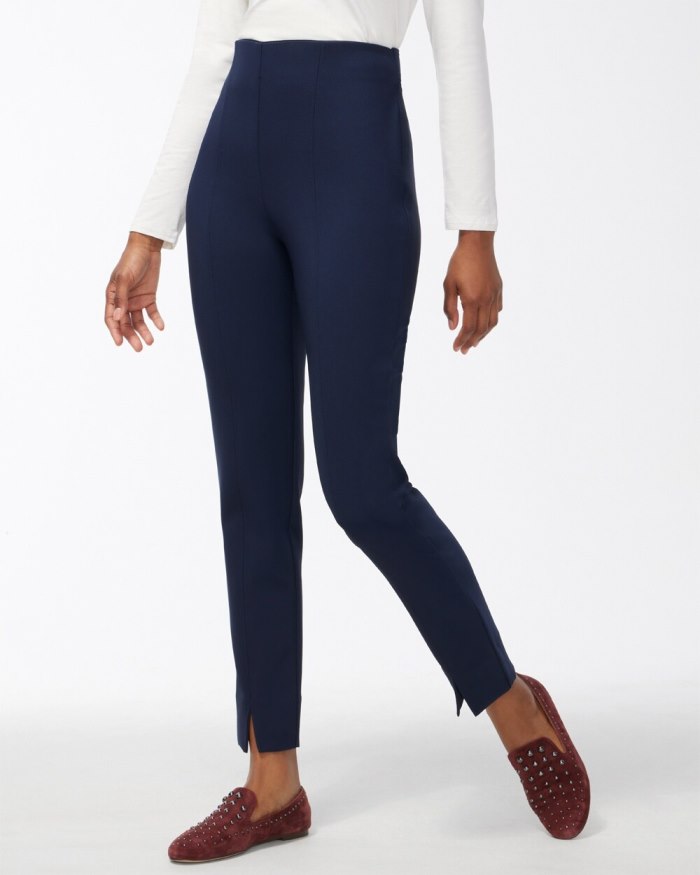 Chicos Bi-Stretch Front Seam Slit Ankle Pants - Ink