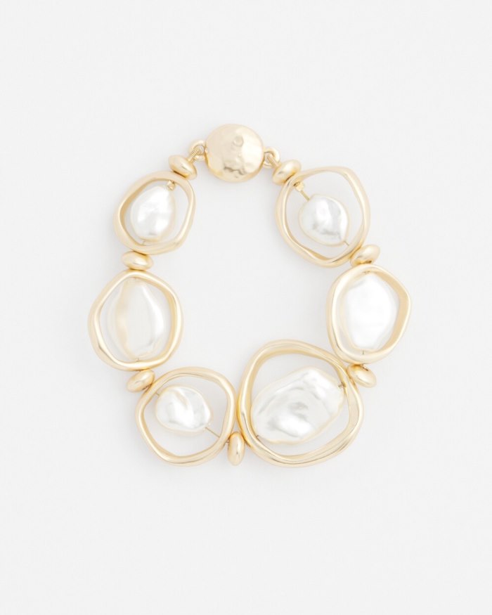 Chicos Gold Tone Chain Link Magnetic Bracelet - Gold