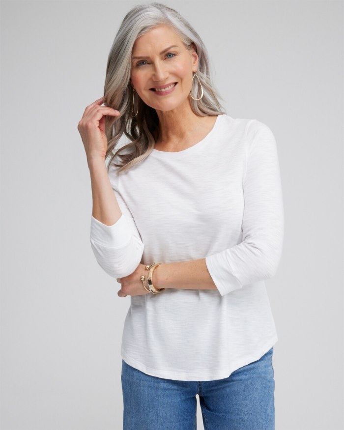 Chicos 3/4 Sleeve Tee - Alabaster