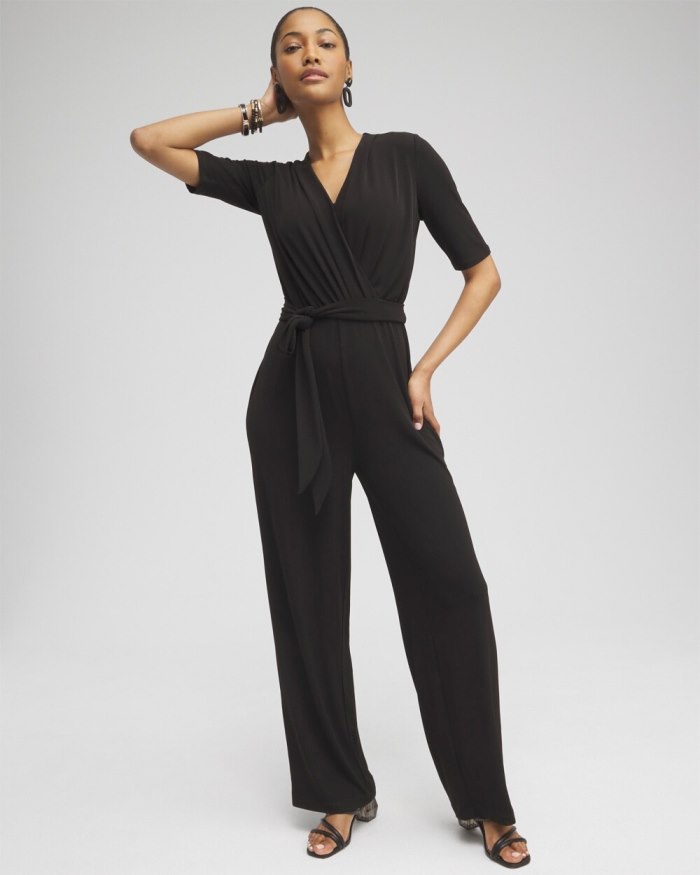Chicos Elbow Sleeve Jumpsuit - Black