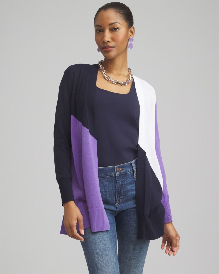 Chicos Summer Romance Colorblock Cardigan - Parisian Purple