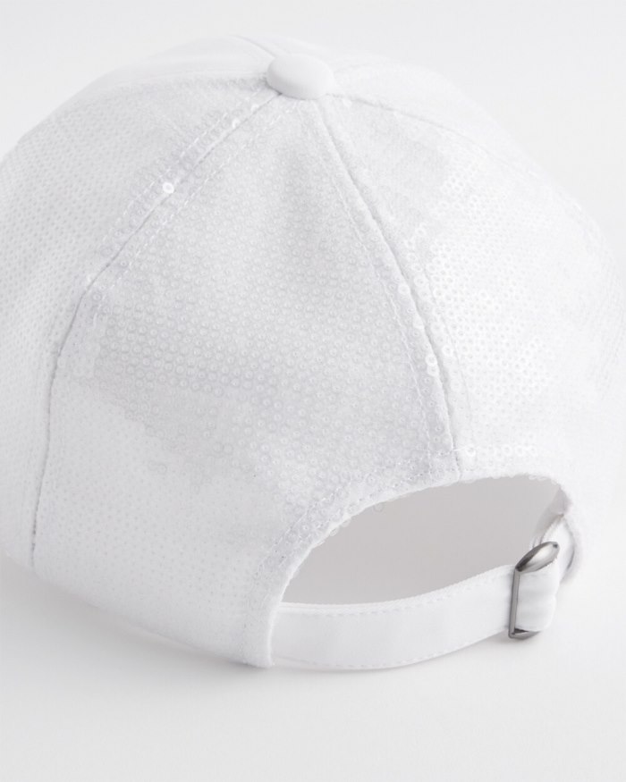 Chicos Neema Sequin Baseball Cap - White