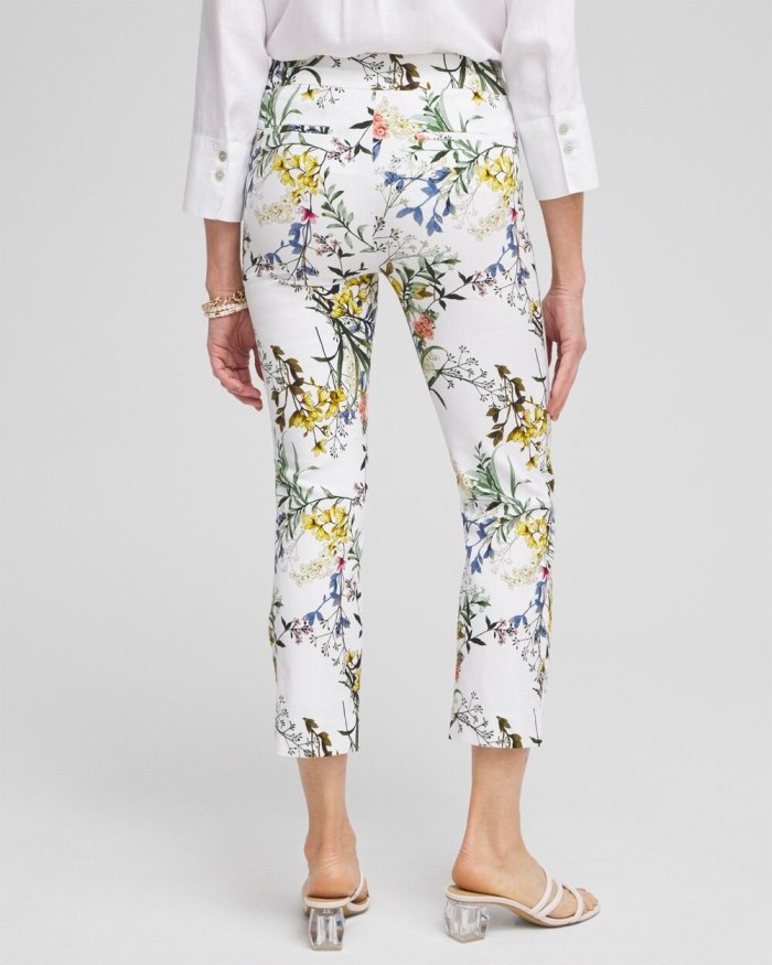 Chicos Brigitte Floral Slim Cropped Pants - Alabaster