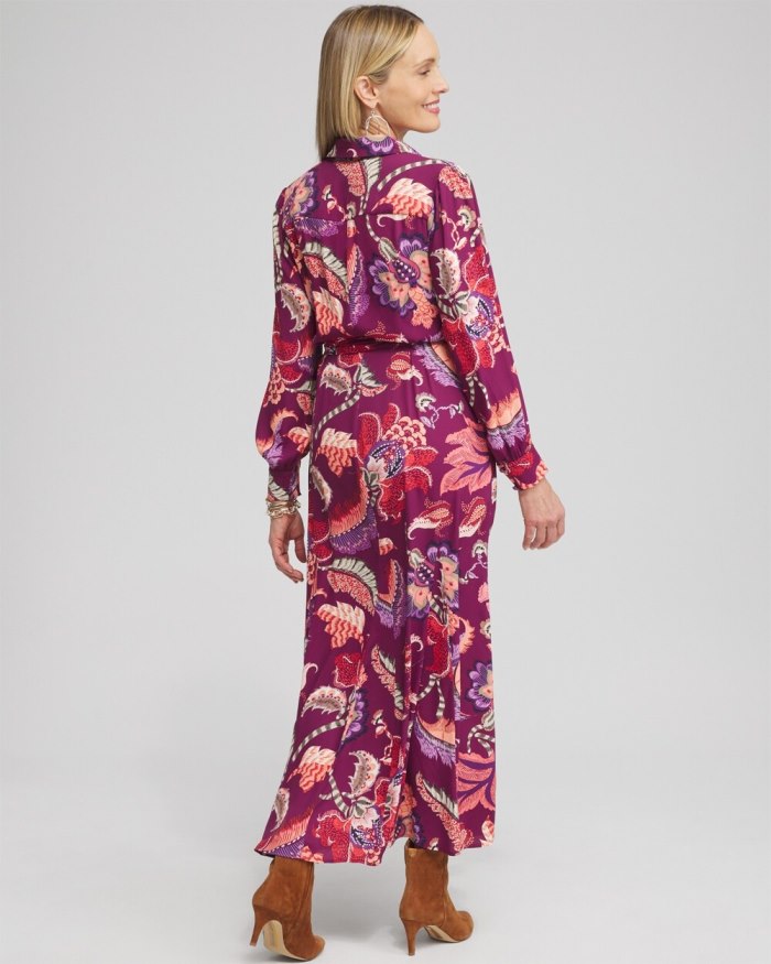 Chicos Floral Shirt Dress - Fresh Plum