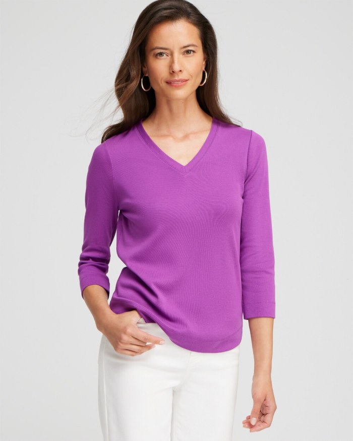 Chicos 3/4 Sleeve Tee - Vivid Viola