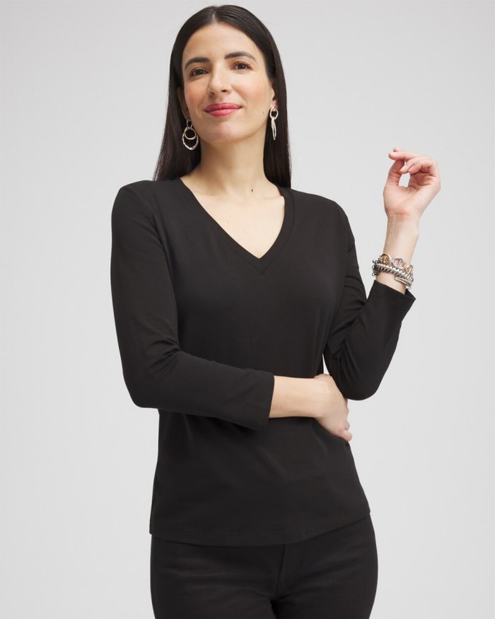 Chicos 3/4 Sleeve Perfect Tee - Black