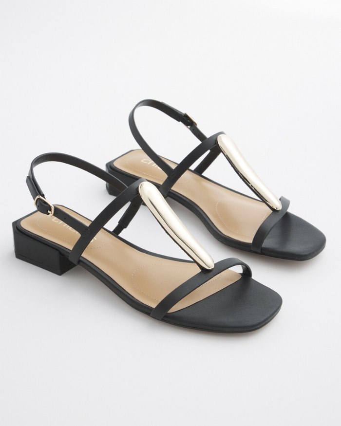Chicos Black T-Strap Sandals - Black