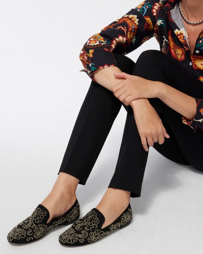 Chicos Embellished Loafers - Black