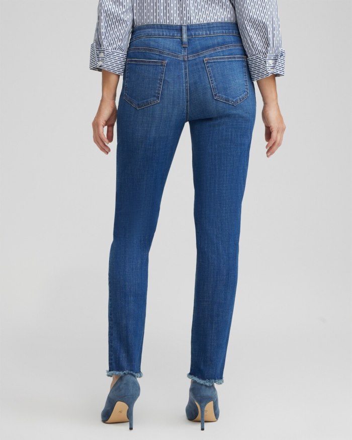 Chicos Girlfriend Fray Hem Ankle Jeans - Kailua Indigo