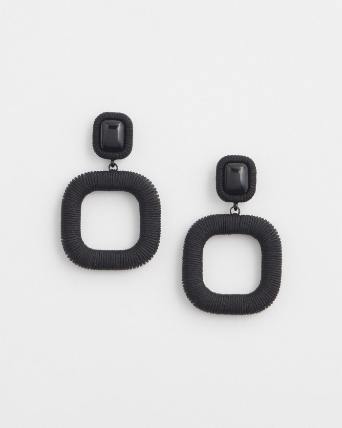Chicos Black Square Hoops - Black