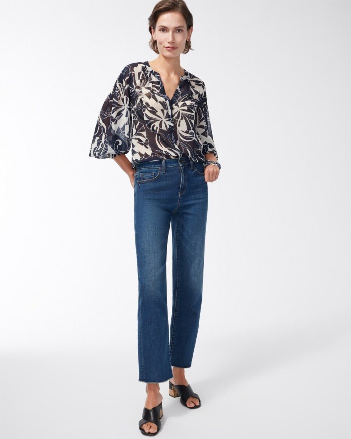 Chicos High Rise Straight Leg Jeans - Sequoia Indigo