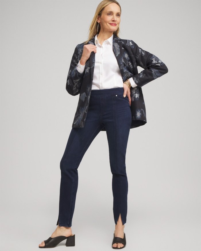 Chicos Travelers Pull On Jeans - Skyway Indigo