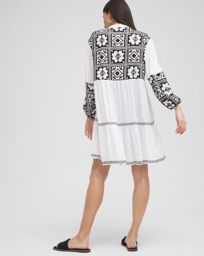 Chicos Eyelet Swim Dress Coverup - Alabaster