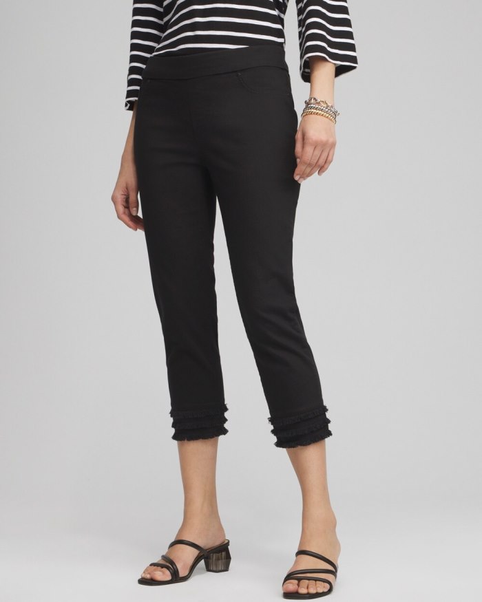 Chicos 21" Triple Fray Pull-on Capris - Black