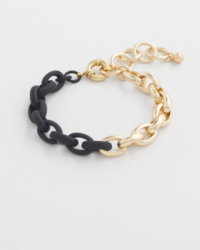 Chicos Black Two Tone Link Bracelet - Black