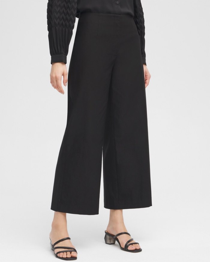 Chicos Black Label Wide Leg Cropped Pants - Black