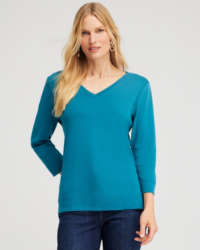 Chicos 3/4 Sleeve Tee - Moonlit Teal