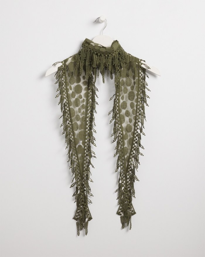 Chicos Lace Fringe Scarf - Olive