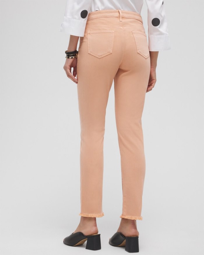 Chicos Girlfriend Fray Hem Ankle Jeans - Pink Clay