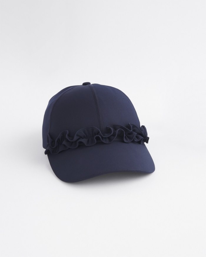 Chicos Neema UPF Ruffle Baseball Cap - Classic Navy