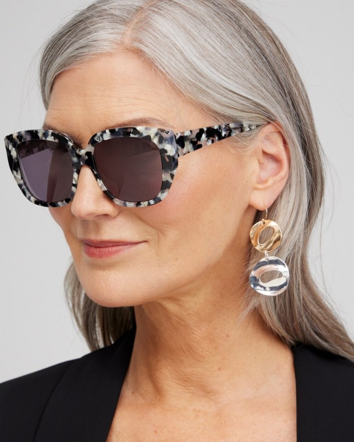 Chicos Tort Print Sunglasses - Gray Tortoise