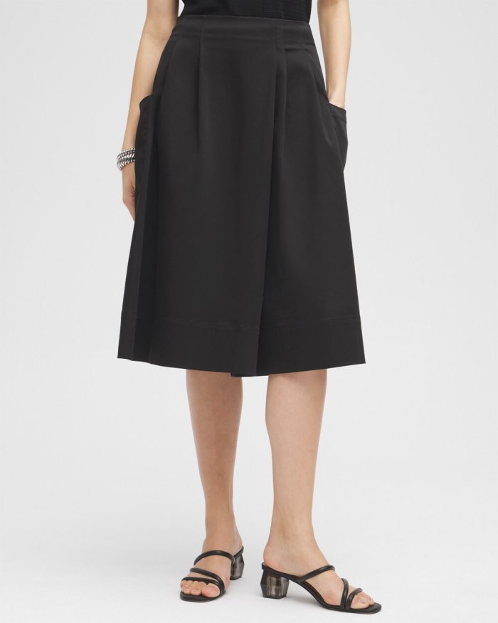 Chicos Black Label Pleated Culotte Skort - Black